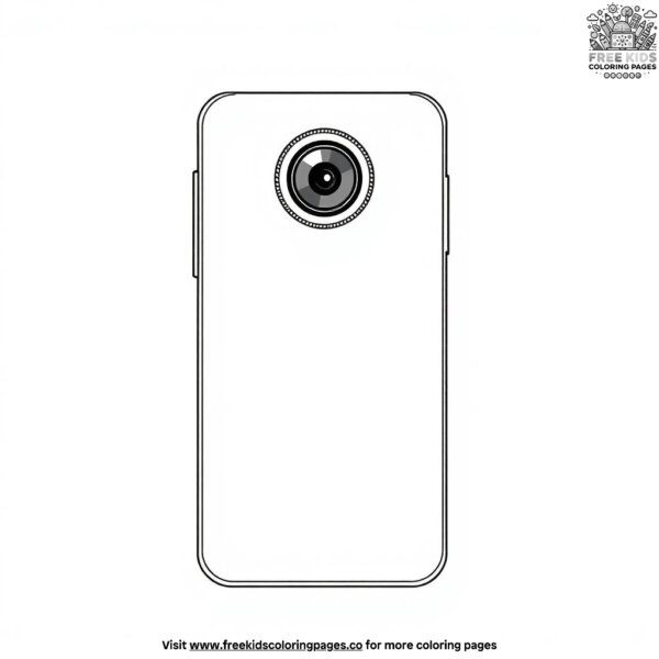 Smartphone with a camera lens coloring pages