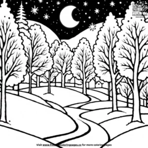 Snow Night Coloring Pages