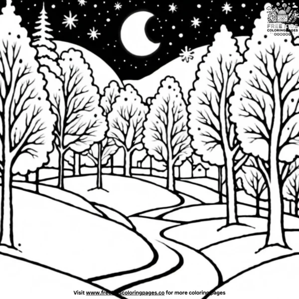 Snow night coloring pages