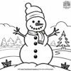 Snowman with Scarf Coloring Pages