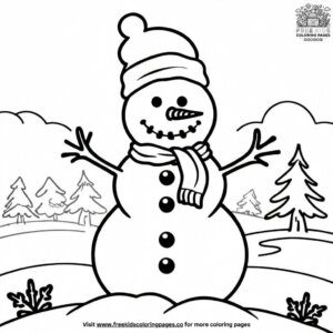 Snowman with Scarf Coloring Pages