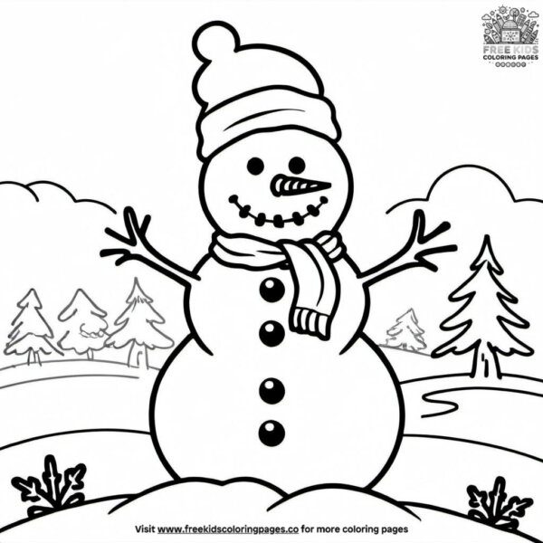 Snowman with scarf coloring pages