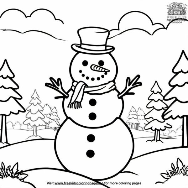 Snowman with a carrot nose coloring pages