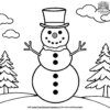 Snowman with a Hat Coloring Pages