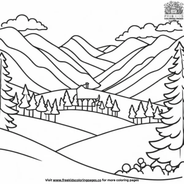 Snowy landscape coloring pages