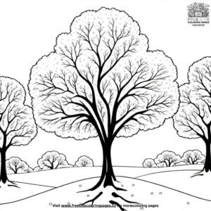 Snowy Tree Coloring Pages