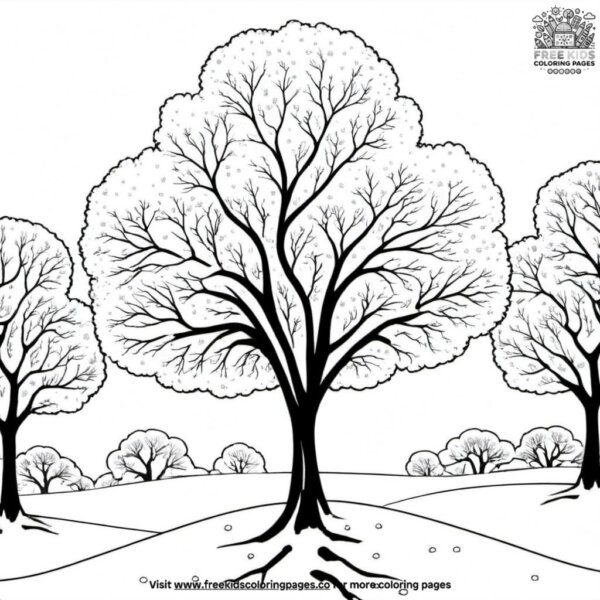 Snowy tree coloring pages