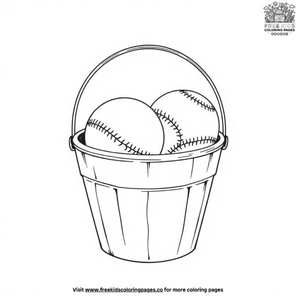 Softball ball bucket coloring pages