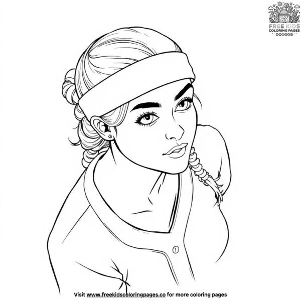 Softball player sweatband coloring pages