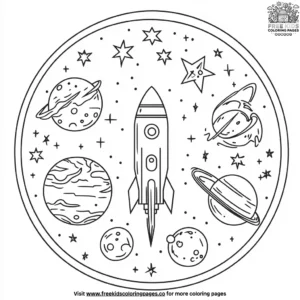 Space Exploration Badge Coloring Pages