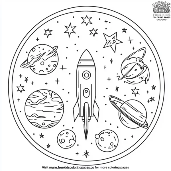 Space exploration badge coloring pages