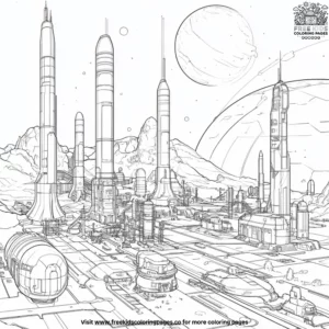 Space Port Coloring Pages