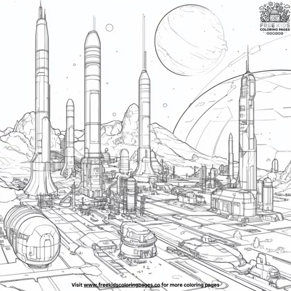 Space port coloring pages