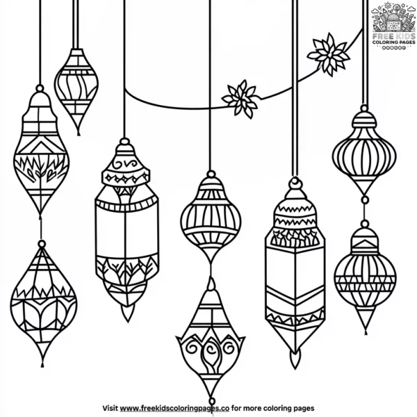 Sparkling diwali lights garland coloring pages