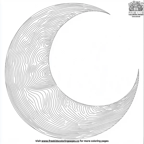 Spiral crescent moon zentangle coloring pages