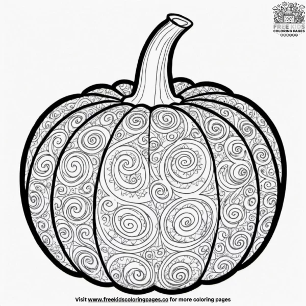 Spiral pumpkin zentangle coloring pages