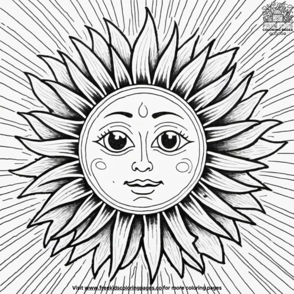 Spiral sun zentangle coloring pages