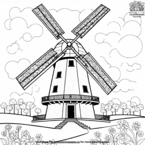 Spiraling Windmill Zentangle Coloring Pages