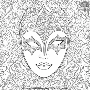 Spooky gothic mask coloring pages