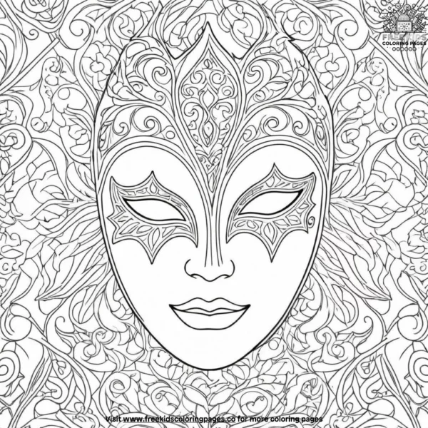 Spooky gothic mask coloring pages