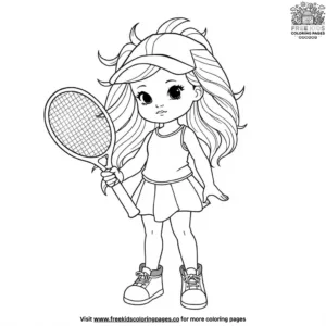 Sports Doll Holding a Tennis Racket Coloring Pages