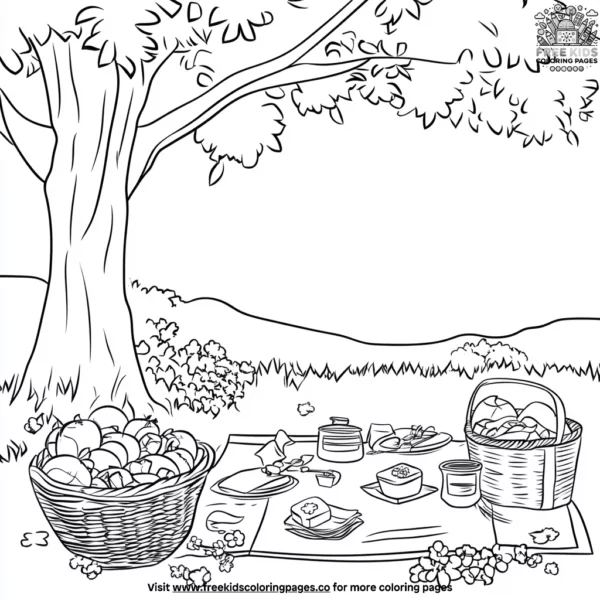 Spring picnic fun coloring pages