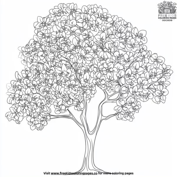 Springtime tree blossoms coloring pages