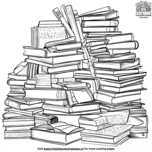 Stacked encyclopedia towers coloring pages