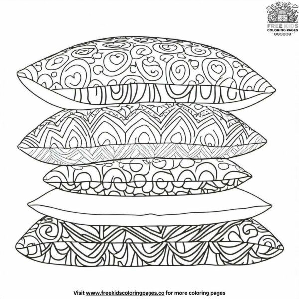 Stacked pillows and cozy throws coloring pages