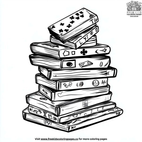 Stacks of board games coloring pages