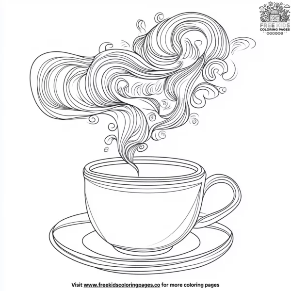 Steamy coffee coloring pages