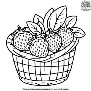 Strawberry in a Basket Coloring Pages