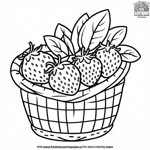 Strawberry in a basket coloring pages