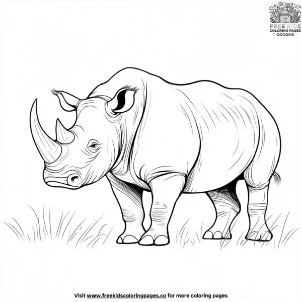 Strong rhino coloring pages