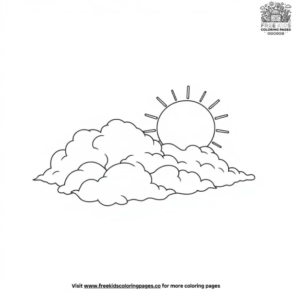 Summer clouds and sun coloring pages