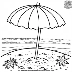 Summer Umbrella on the Beach Coloring Pages