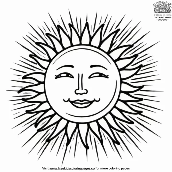 Sun beams coloring pages