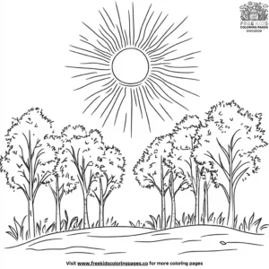 Sun Behind Trees Coloring Pages