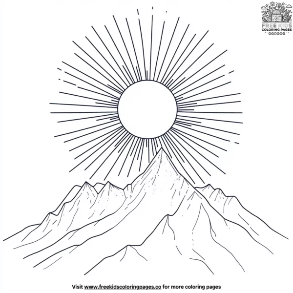 Sun behind a mountain coloring pages