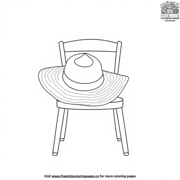 Sun hat on a chair coloring pages