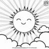 Sun and Clouds Together Coloring Pages