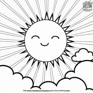 Sun and Clouds Together Coloring Pages