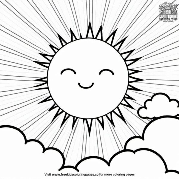 Sun and clouds together coloring pages