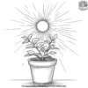 Sun and Flower Pot Coloring Pages