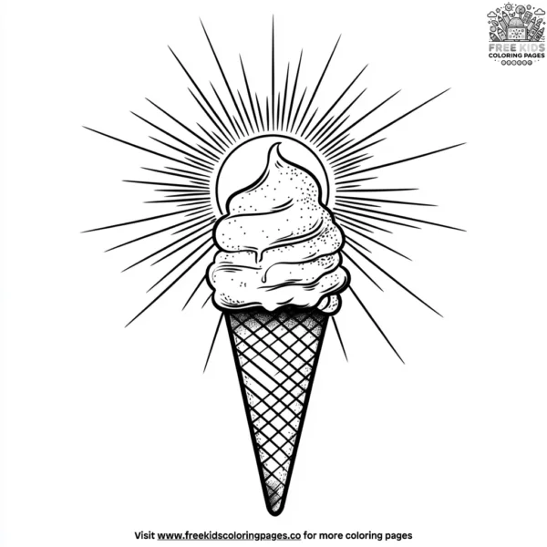 Sun and ice cream cone coloring pages