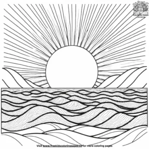 Sun and Ocean Waves Coloring Pages