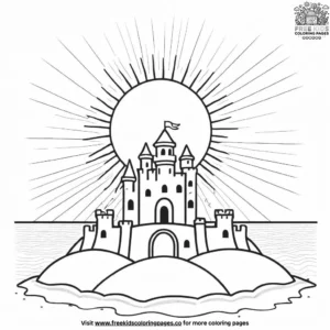 Sun and Sandcastle Coloring Pages