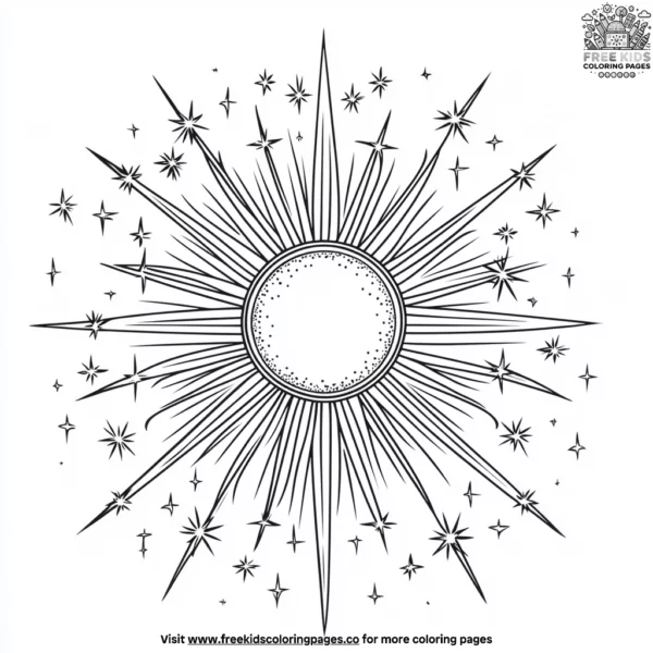 Sun and stars coloring pages