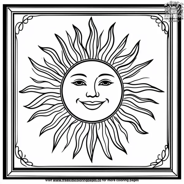 Sun in a frame coloring pages