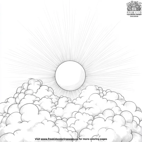 Sun on a cloudy day coloring pages